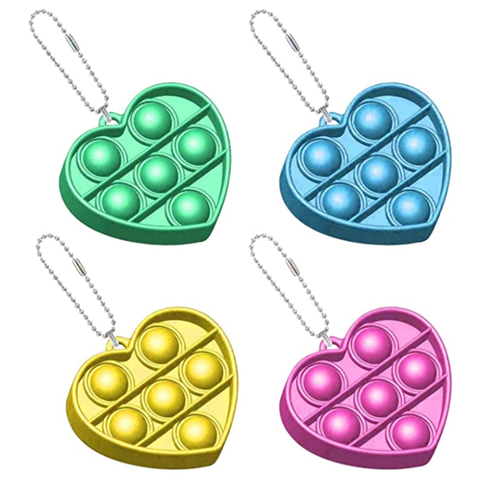 

4pcs Pop Bubble Fidget Keychain Toy Set, 501 Original