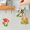 15Pcs Flowers DIY Double Sided Diamond Painting Keychain Kits for Beginners