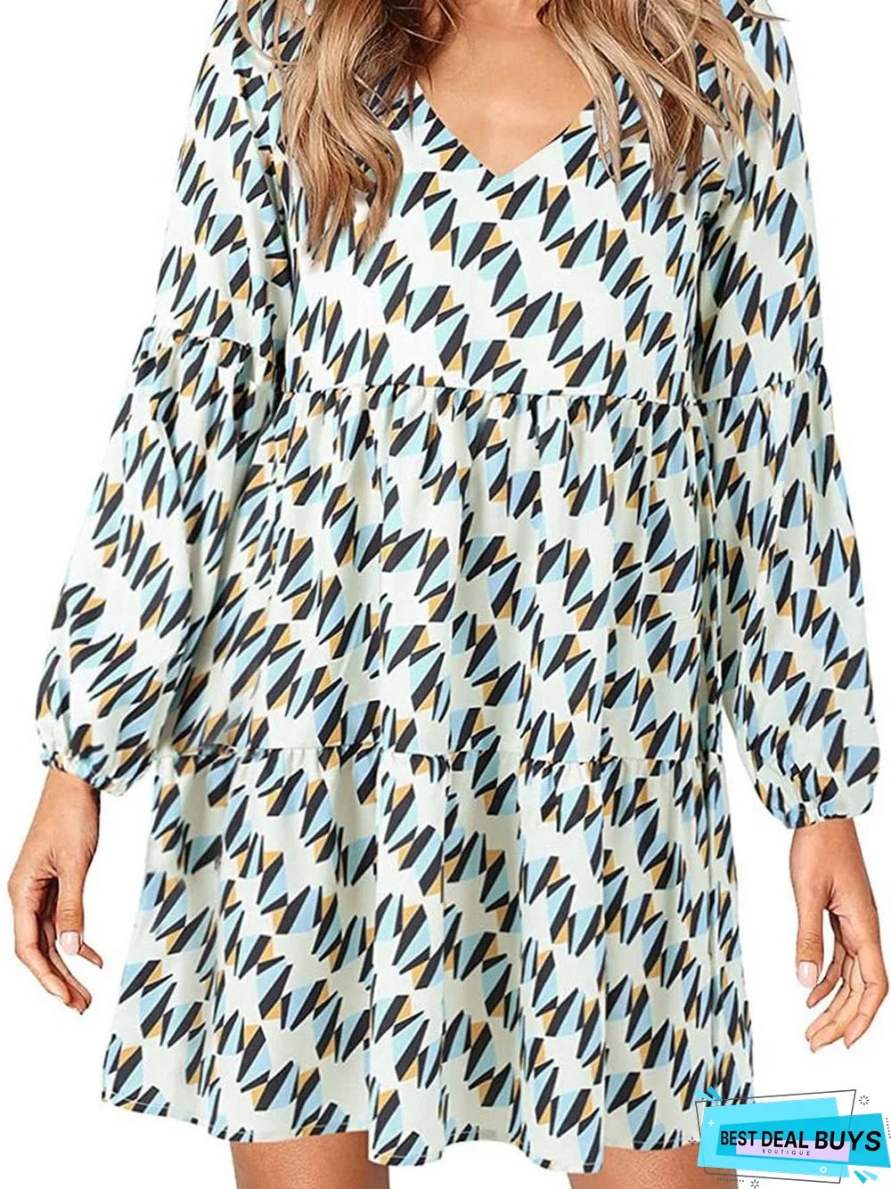 Women's Waist Elegant Casual Loose V-Neck Dress