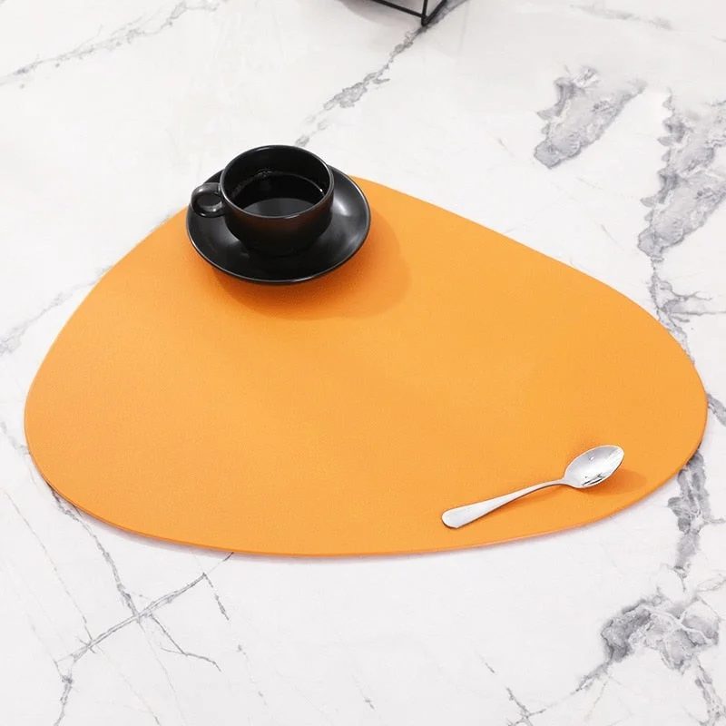 Large Leather Placemat Tableware Pad Oil Water Resistant Heat Insulation Non-Slip Tablemat Coaster Set for Kitchen Washable Cup