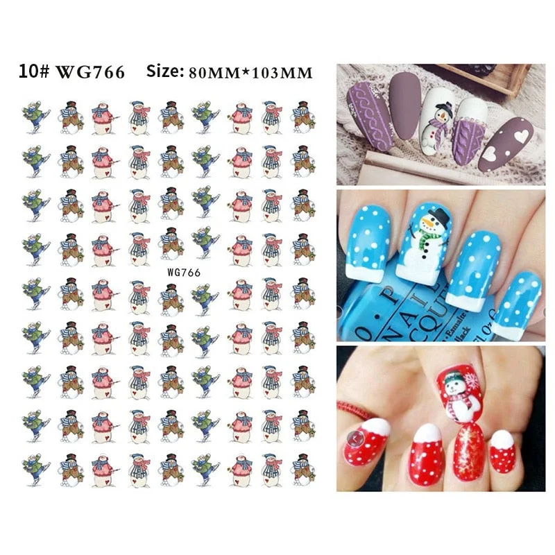 1Pc Christmas 3D Nail Stickers Snowflake Snow Man Elk Transfer Slider Nail Art Decotaion For Winter Sliders Foils Manicures