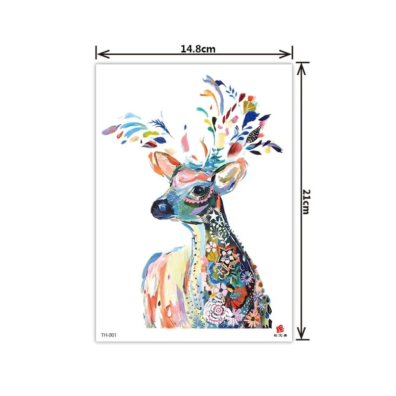 New style tattoo stickers anti-real big picture waterproof sweat flower arm tattoo stickers sika deer parrot tattoo stickers