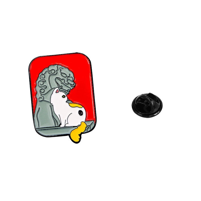 Cartoon Style Oil Painting Cat Landscape Alloy Stoving Varnish Plating Kid’S Unisex Brooches Collar Pin