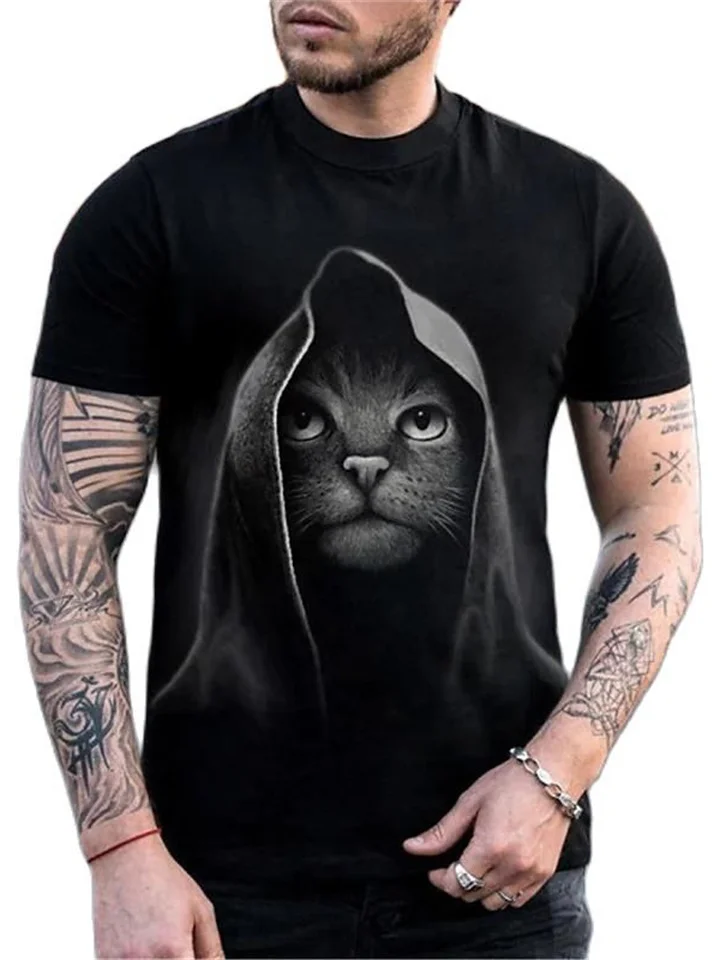 Men's Unisex T shirt Tee Animal Graphic Prints Crew Neck Black 3D Print Daily Holiday Short Sleeve Print Clothing Apparel Designer Casual Big and Tall / Summer / Summer-Cosfine