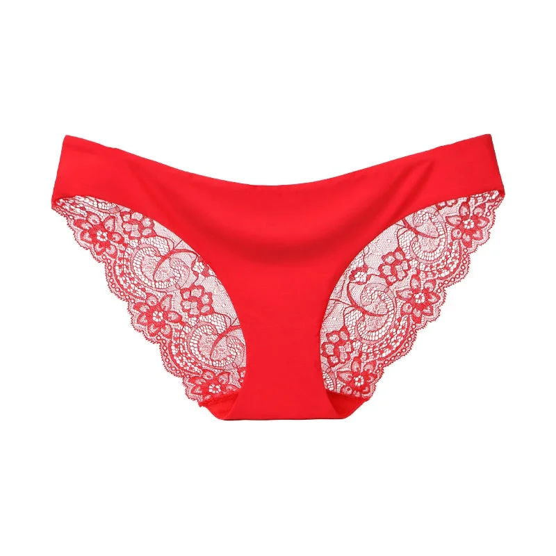 Sexy Panty Briefs Lace Panties Women Underwear Transparent Lingerie for Female Ladies Plus Size L-XXL Floral Underpants