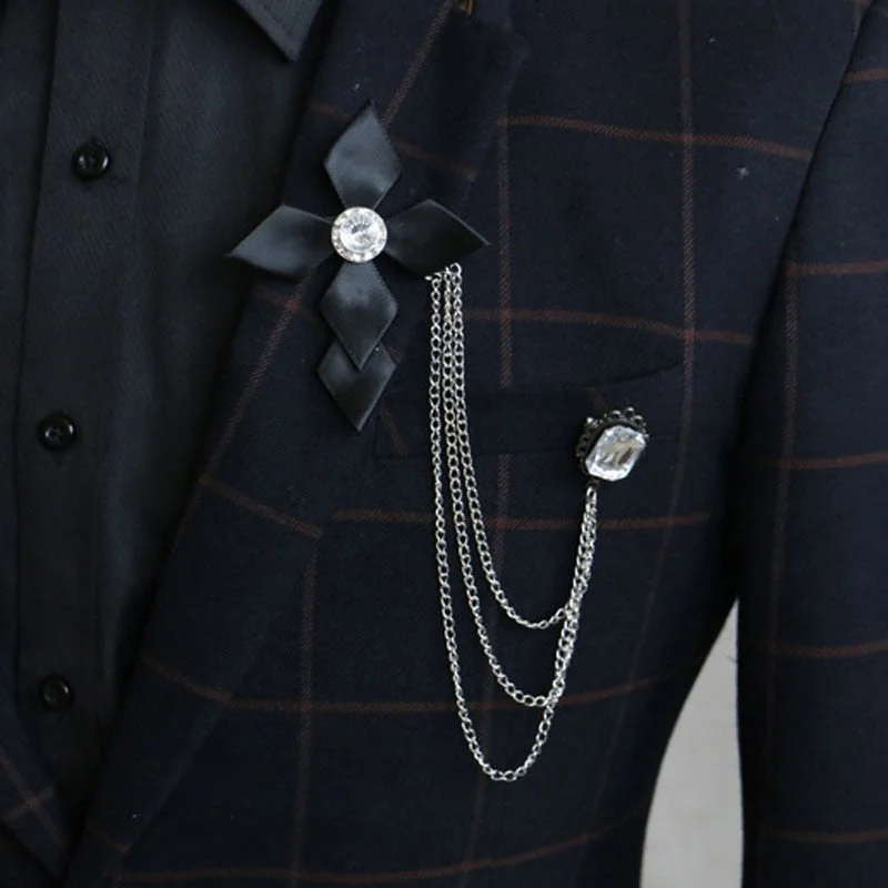 New Fashion MEN'S Male Korean British Suit Accessories Chain Tassel Brooch Pins Headdress Female Jewelry Gift