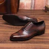Luxury Brown Mens Formal Business Shoes Genuine Leather