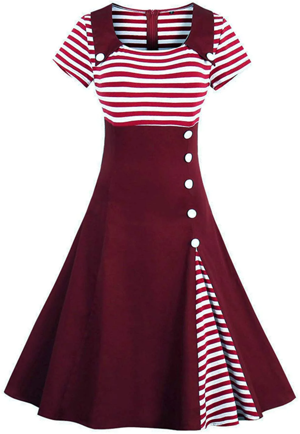 Women's Vintage Pin Up A Line Stripes Sailor Dress