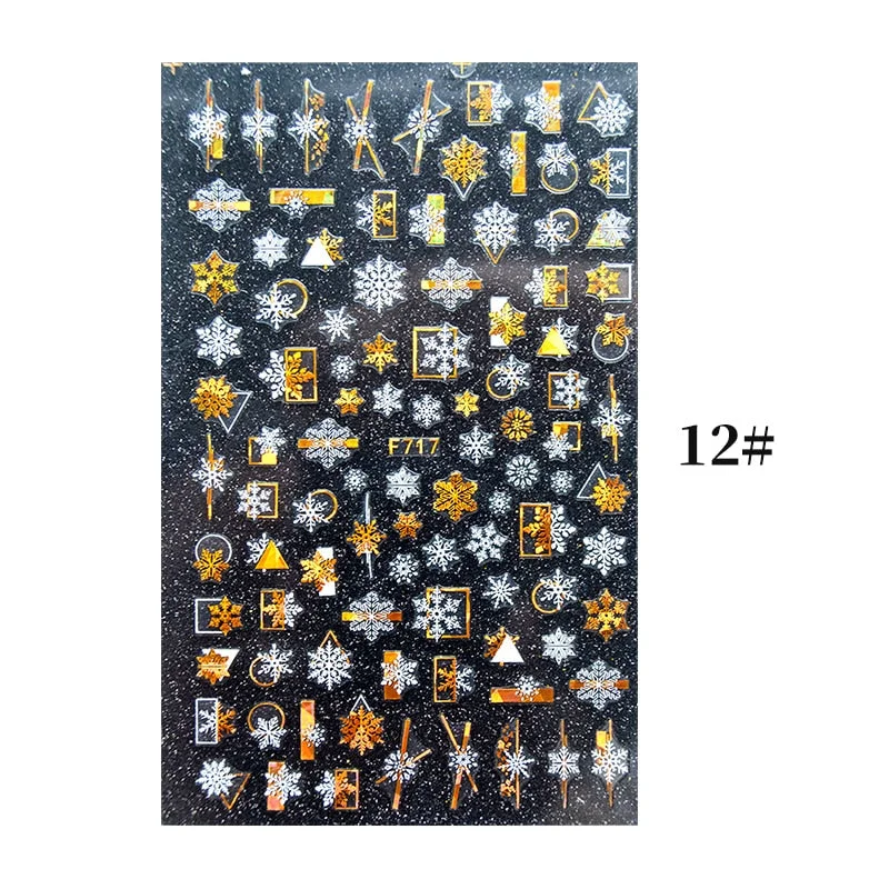 2021 NEW Christmas Slider Nail Art Water Decals Decoration Snowflake Nail Art Sticker DIY Manicures Water Transfer Foil Xmas Gif-Nail Inspo