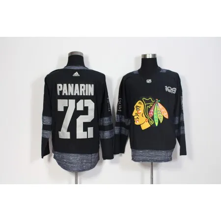 Men's  Chicago Blackhawks #72 Artemi Panarin Black 1917-2017 100th Anniversary Stitched NHL Jersey