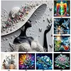 Fleur papillon-plein diamant rond peinture-30 * 30cm