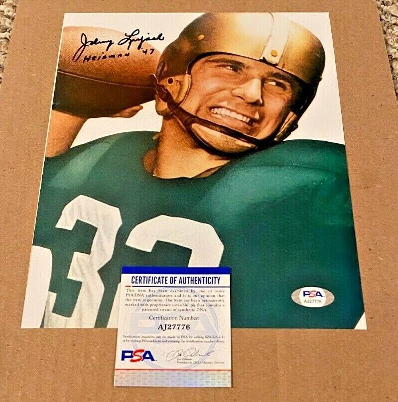 JOHNNY LUJACK SIGNED NOTRE DAME IRISH 8X10 Photo Poster painting W/47 HEISMAN PSA/DNA #3