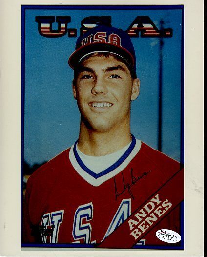 Andy Benes Team Usa Signed Jsa Cert Sticker 8x10 Photo Poster painting Authentic Autograph