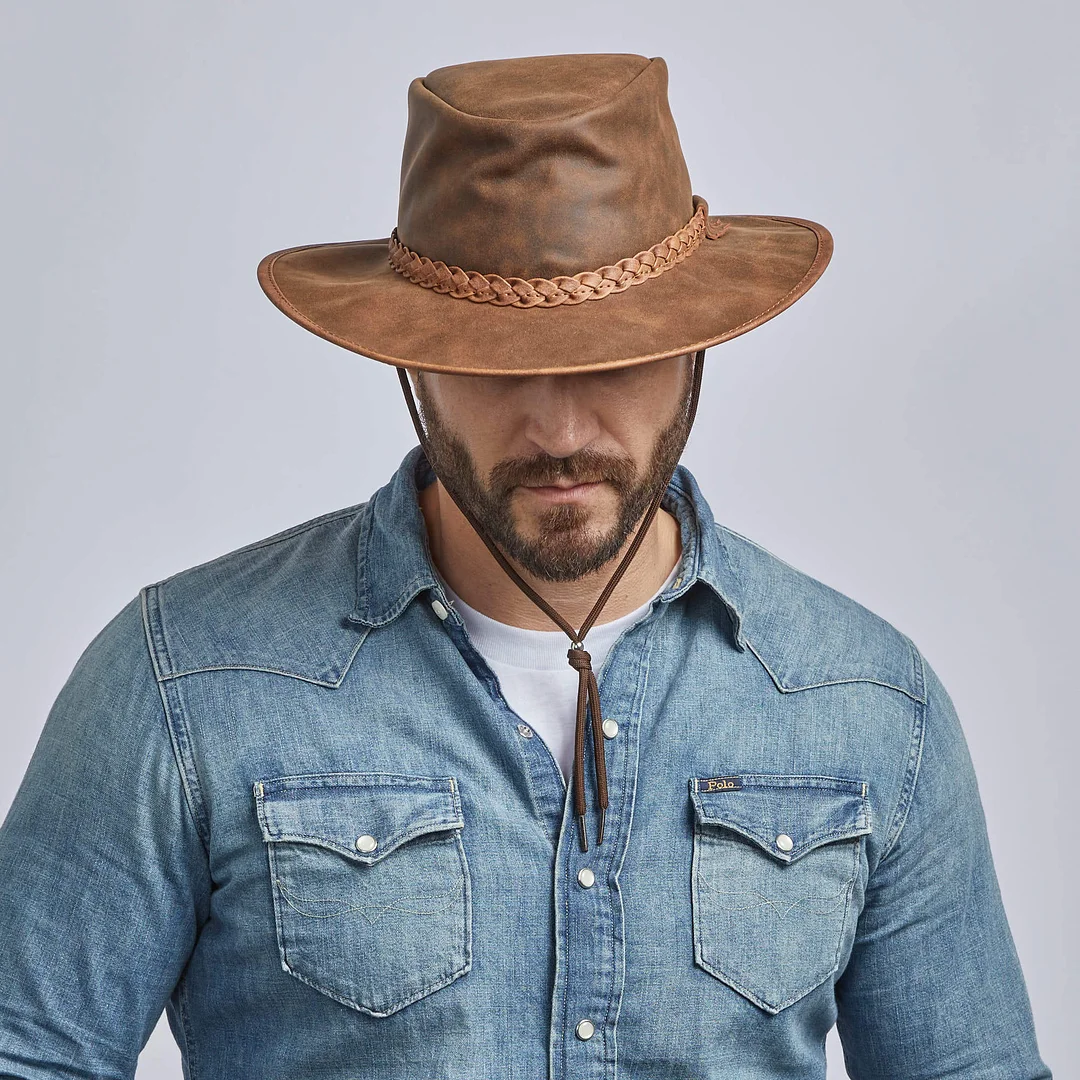 Crusher - Mens Crushable Leather Outback Hat