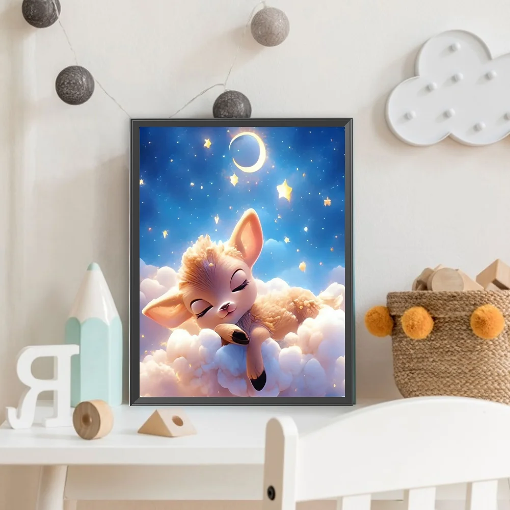Full Round Diamond Painting 30*40cm - Deer Sleeping On The Cloud