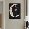 (30x40cm)DIY Pearl Painting Framed Moon Black Cat Handmade Pearl Material Art Kit Living Room Decor