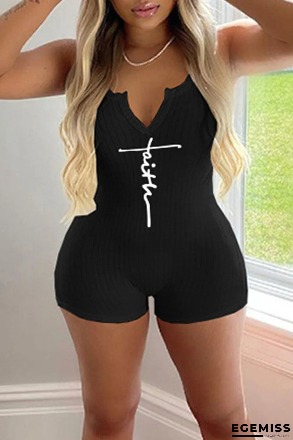 Black Sexy Casual Print Patchwork U Neck Skinny Jumpsuits | EGEMISS