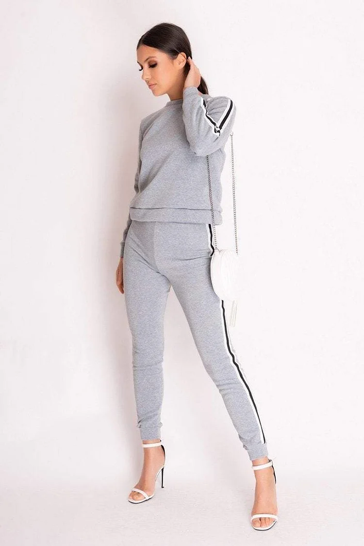 Grey Side Stripe Leggings Katch Me