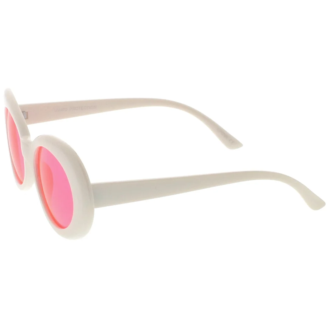 Retro White Oval glasses With Tapered Arms Colored Round Lens  51mm