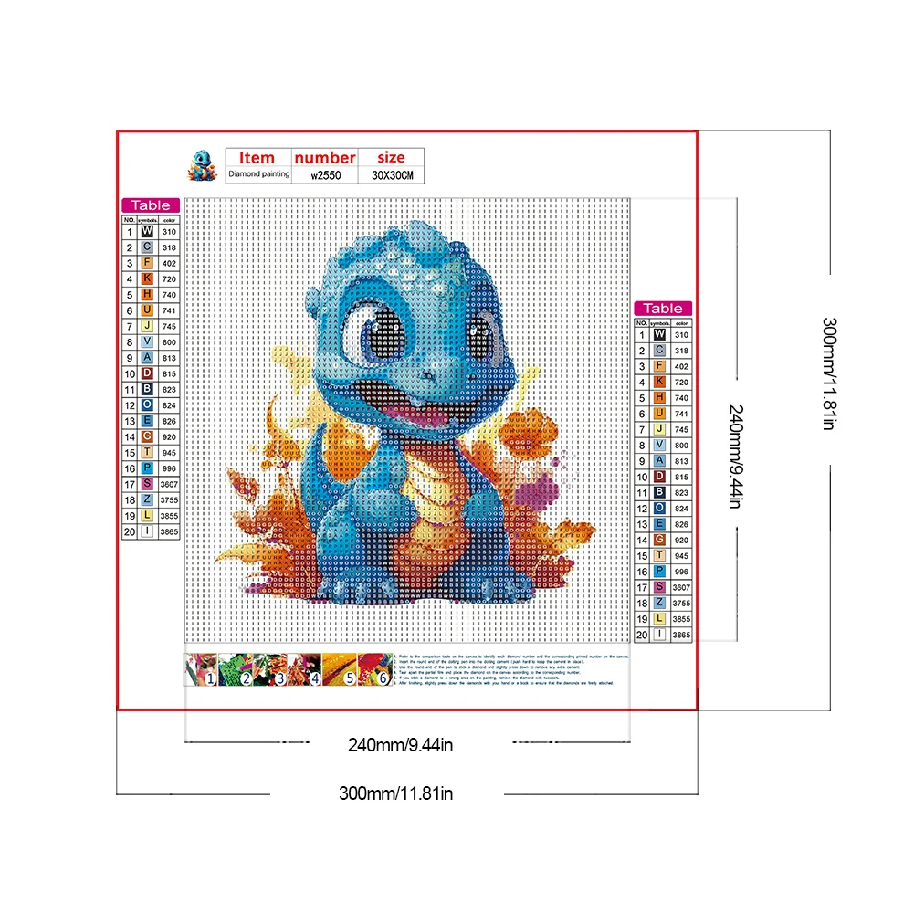 Full Round Diamond Painting 30*30cm - Little Dragon