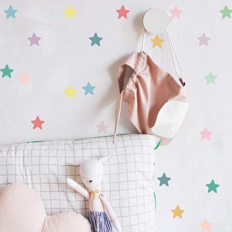 Colored fivepointed star Wall sticker Kids rooms Baby room Decorative wall vinyl Waterproof Detachable Home decor