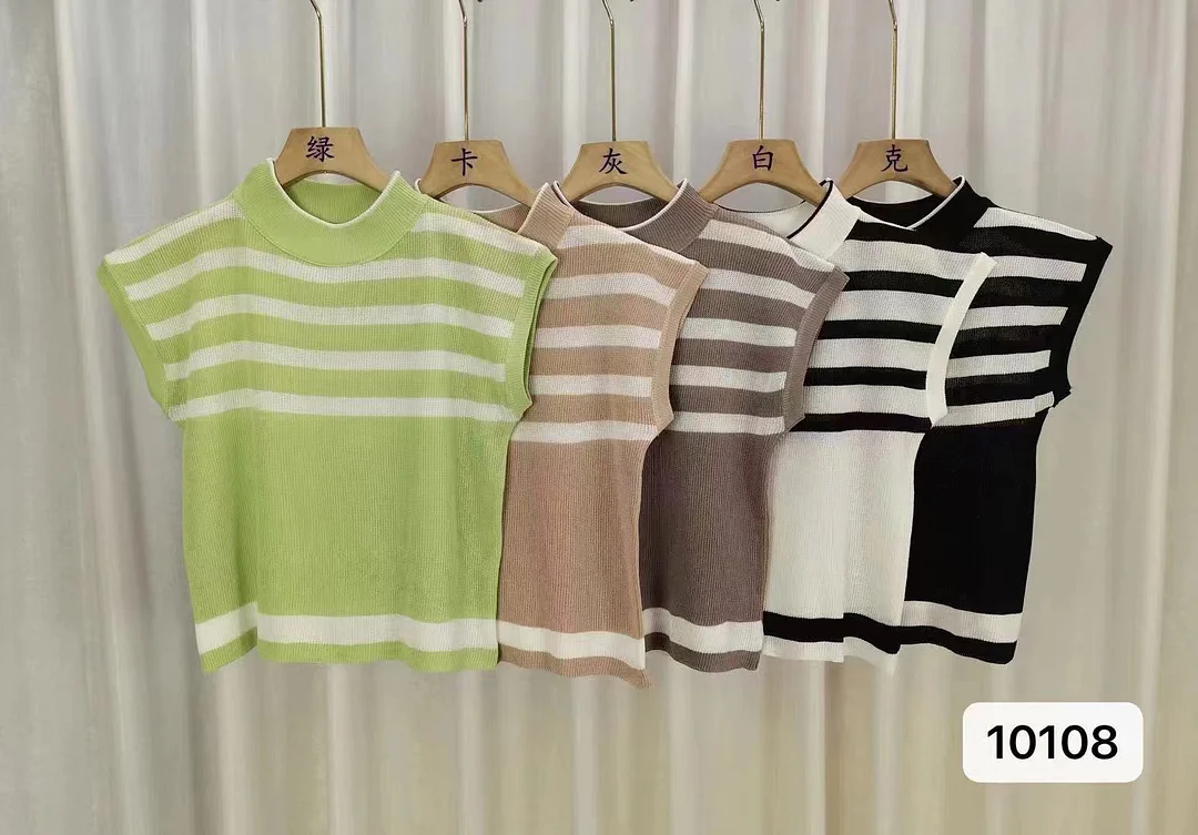 Uveng Uveng Striped Blouse Summer New Campus Style Design Small Relaxed Leisure Wind Shoulder Dress Woman