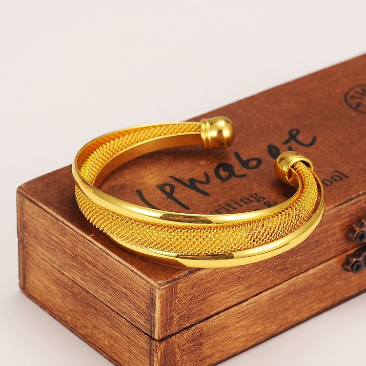 24K  Gold  Ethiopian Bangle for Women  Dubai Bracelet Jewelry African Arab Accessories Gifts