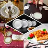 10 Pack | 9" Clear / Gold Swirl Rim Plastic Dinner Plates, Round Disposable Party Plates