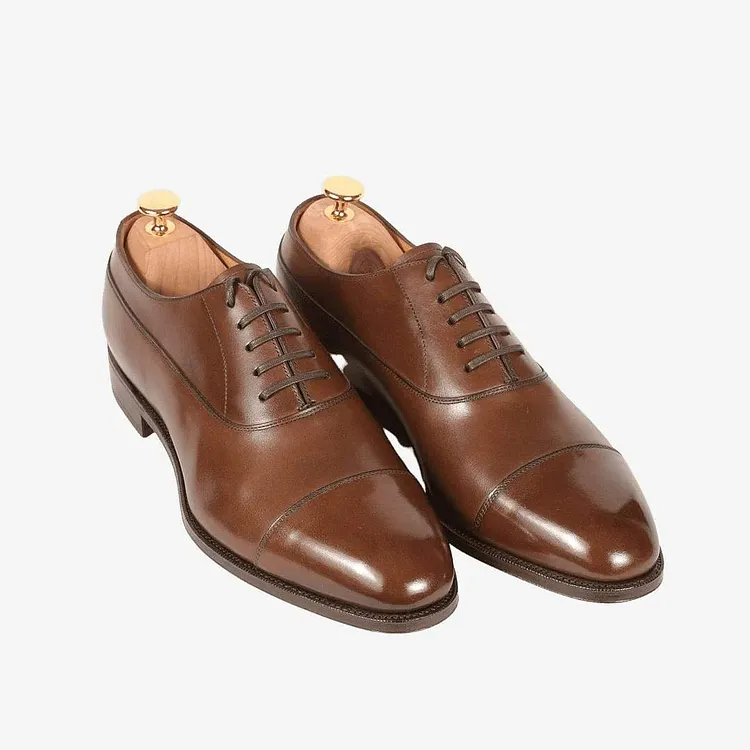 Handmade Men Brown leather Oxfords shoes, Men brown leather dress shoes