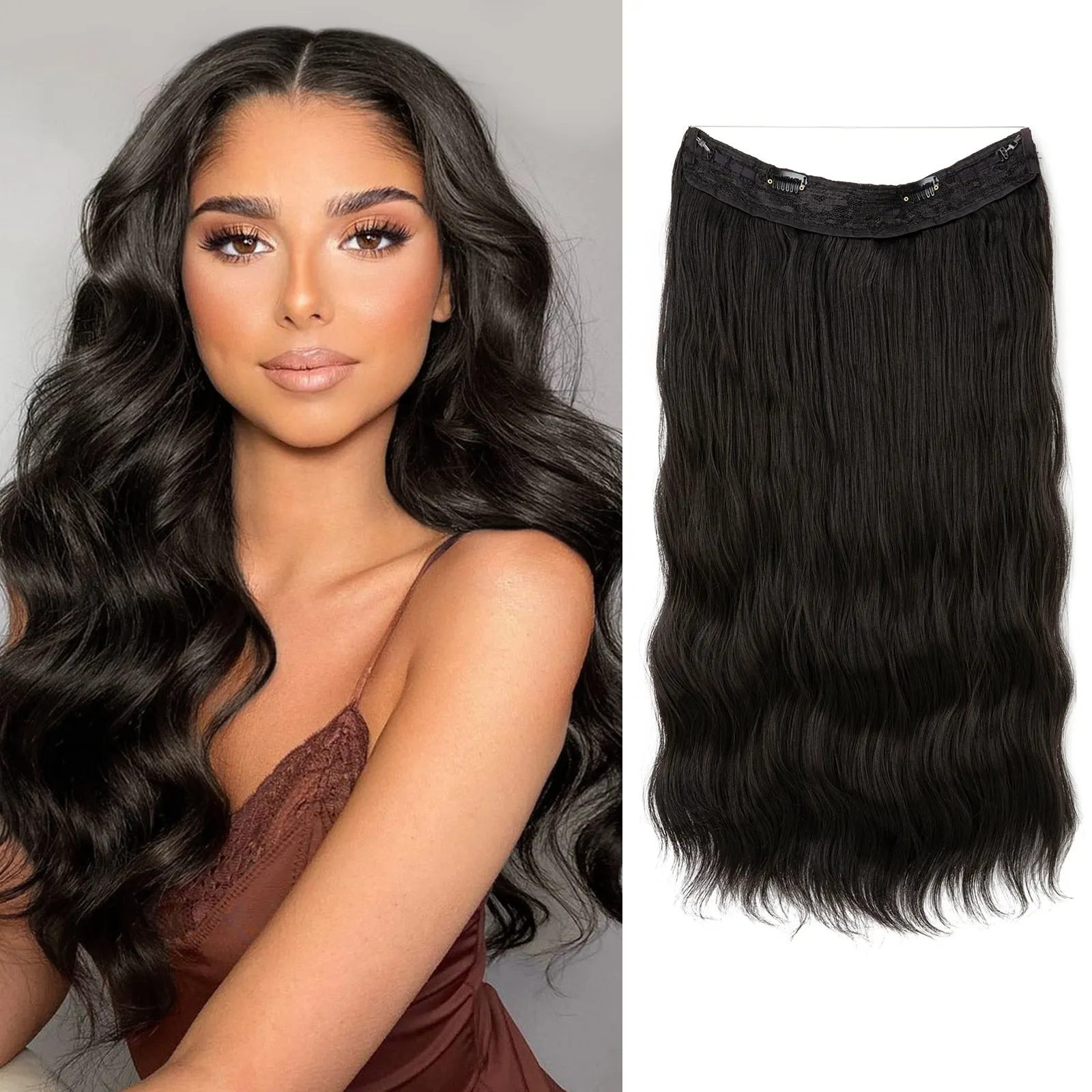 👸One-piece invisible wire hair extensions 
