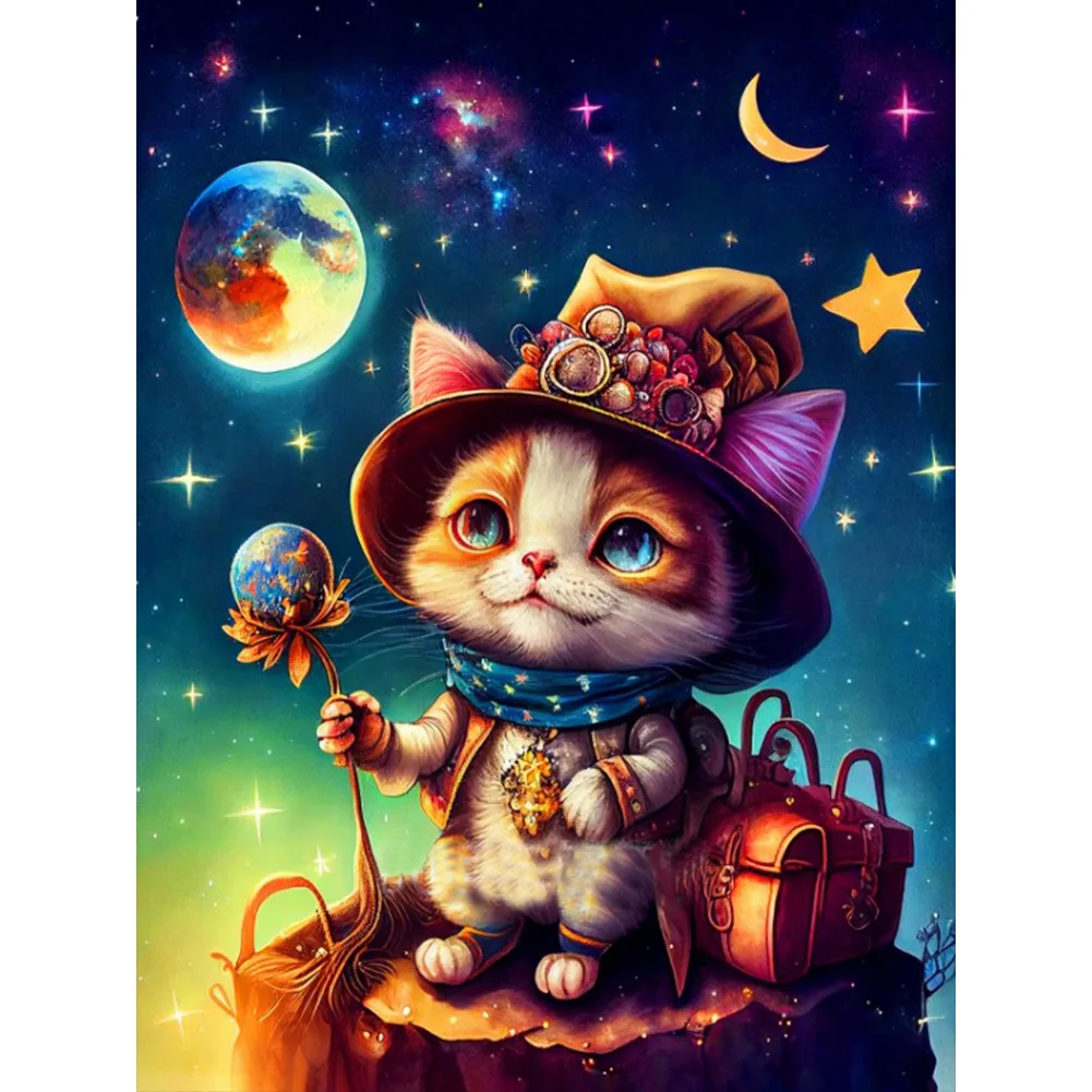 The magical journey of cats and hedgehogs - Full Round - Diamond Painting (30*40cm)
