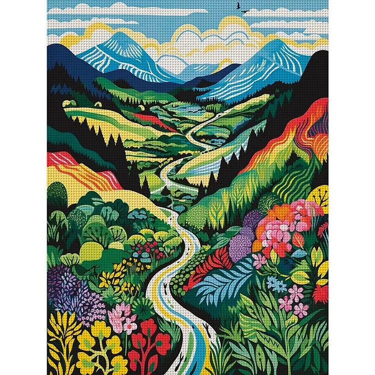 【Huacan Brand】Mountain River 11CT Stamped Cross Stitch 40*55CM