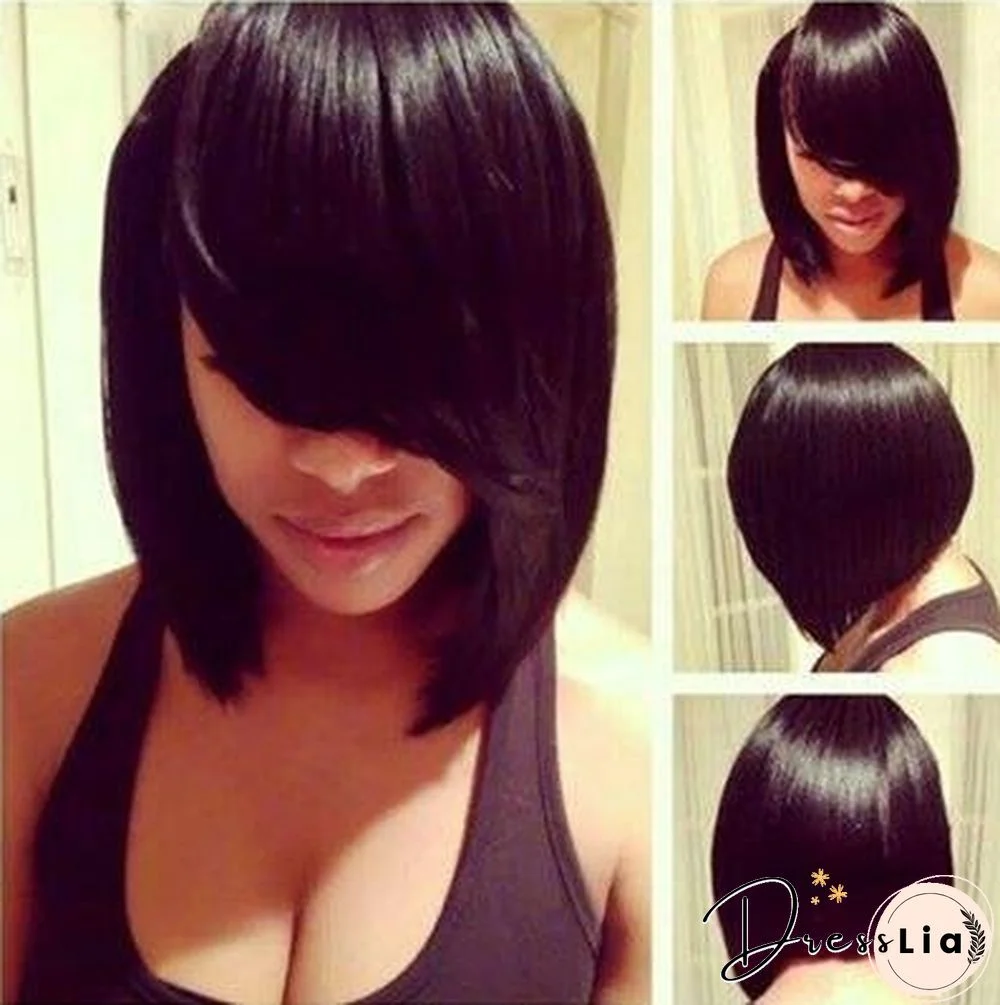 Bobo Side Split Middle Split Bangs Short Straight Hair Black Light Brown Medium Long Hair Set