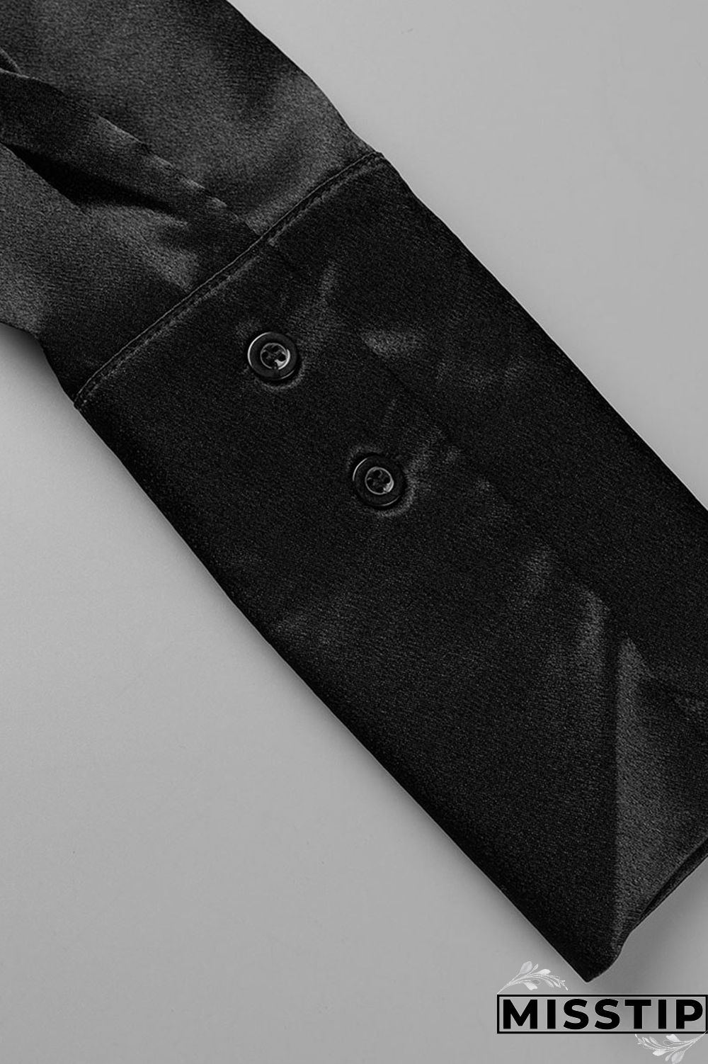 Black Casual Solid Patchwork Buckle Turndown Collar Tops