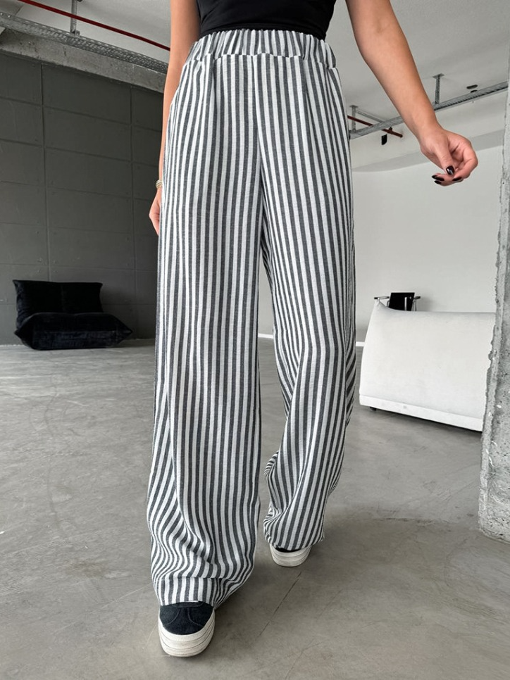 Casual Striped High Waist Elastic Pants