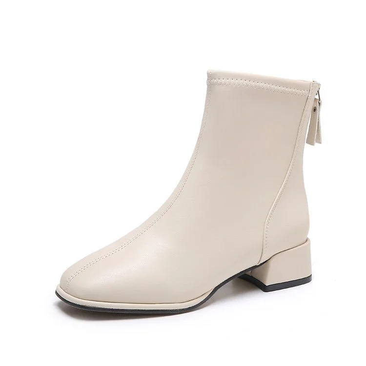 Yyvonne Size Through Low-Trace Short Boots Women's Head Thick And Fashion Zipper Leisure And Martin Boots Large Code