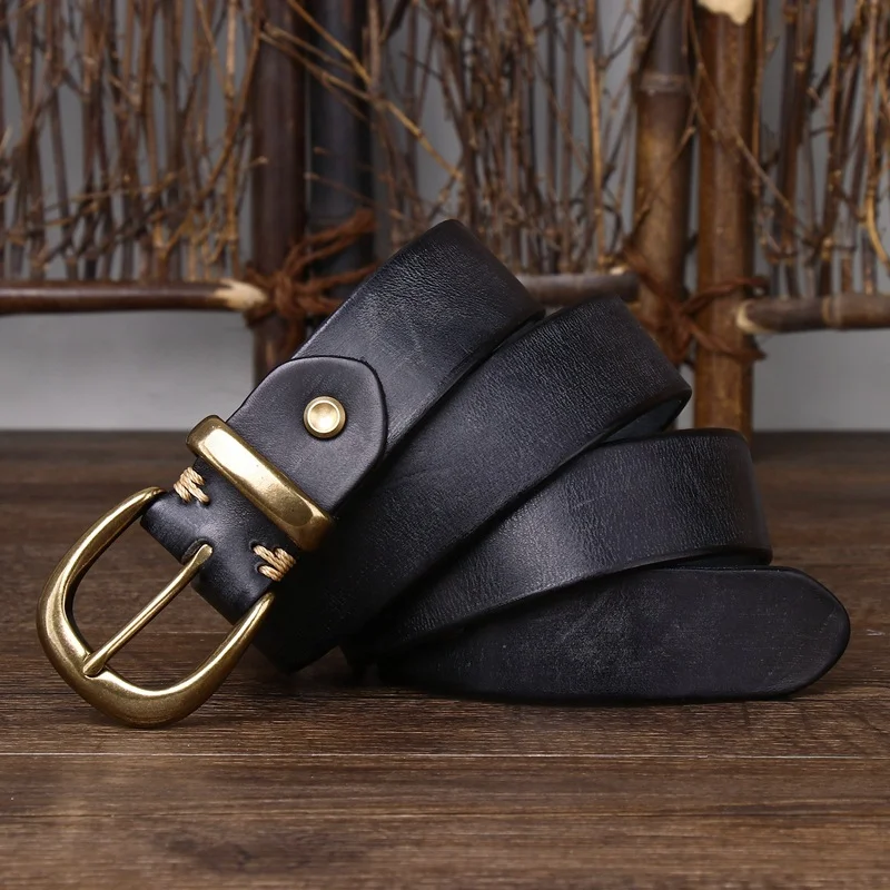 3.3CM Width Belt Leather Pin Buckle Retro Men's and Women's Universal Belts