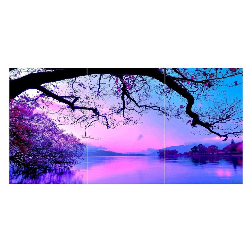 Purple Cloud 3-Pictures Combination - Full Round - Diamond Painting