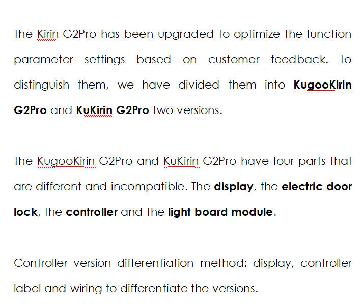 KugooKirin G2 Pro&KuKirin G2Pro/KuKirin G2 Max Electric Scooter Official Accessories