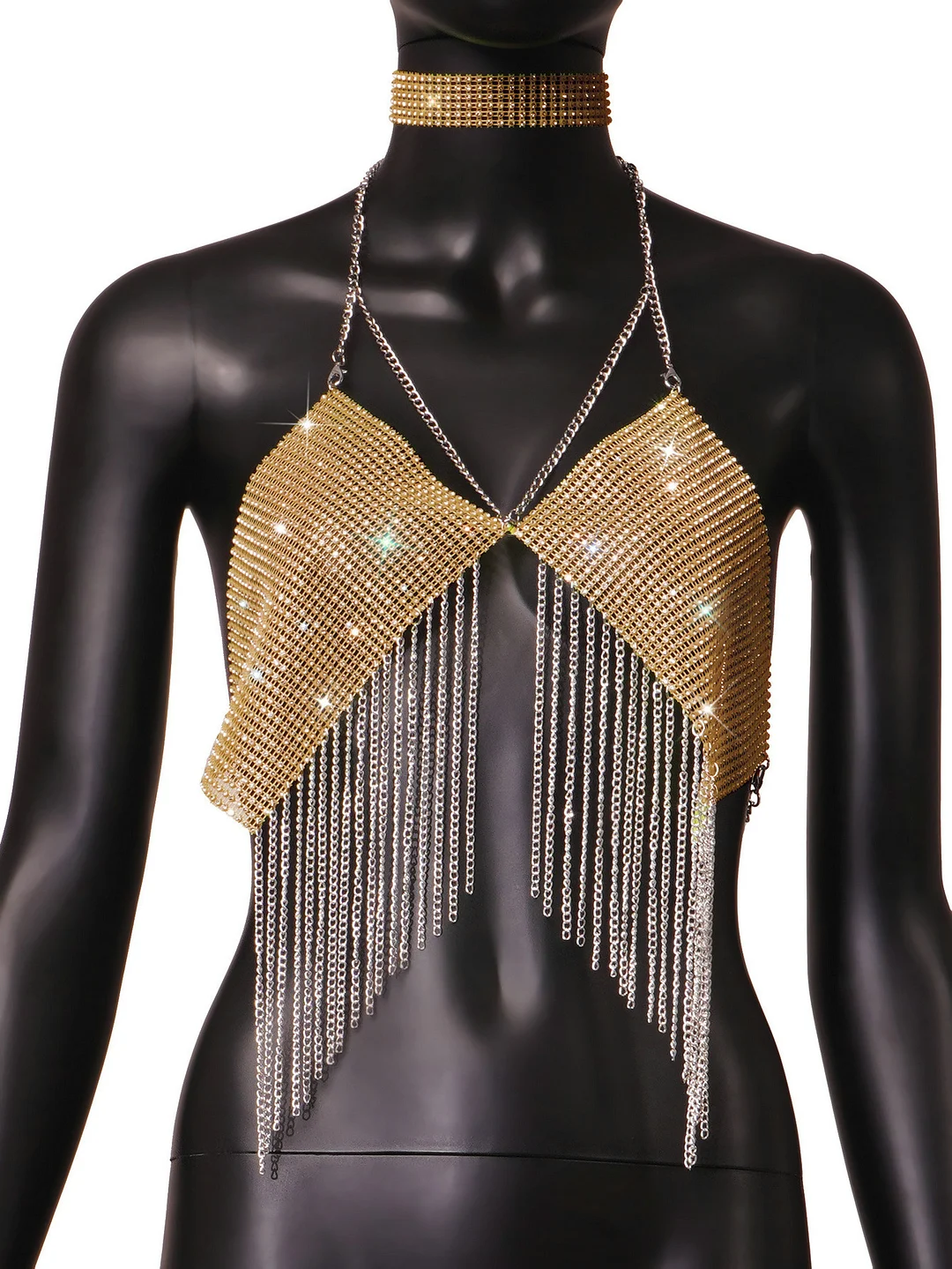 Uveng Uveng Type Sequins Slim Short Money Inside The Sling Type Anti-Light Black Small Vest DYJ2048