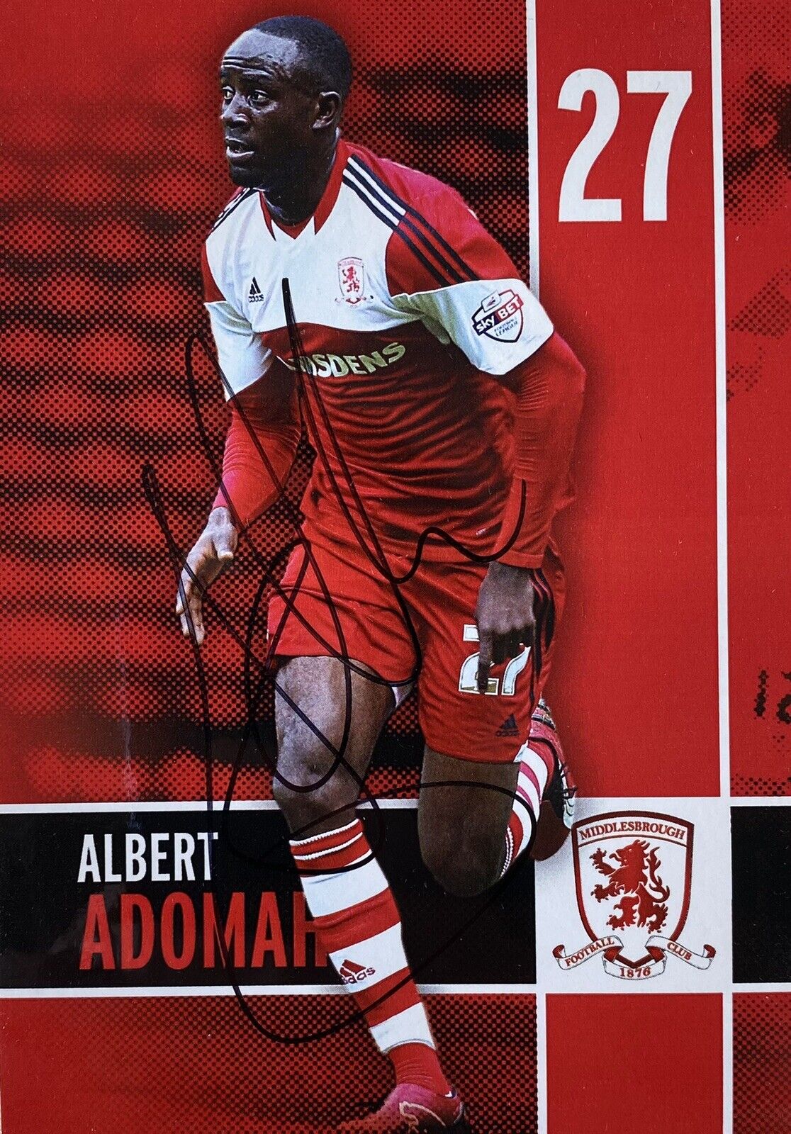 Albert Adomah Genuine Hand Signed 6X4 Official Middlesbrough Club Card Photo Poster painting