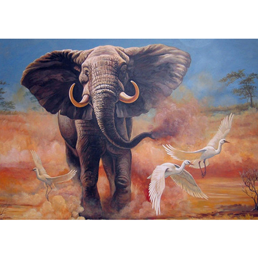 

40*30CM - Round Drill Diamond Painting - Elephant, 501 Original