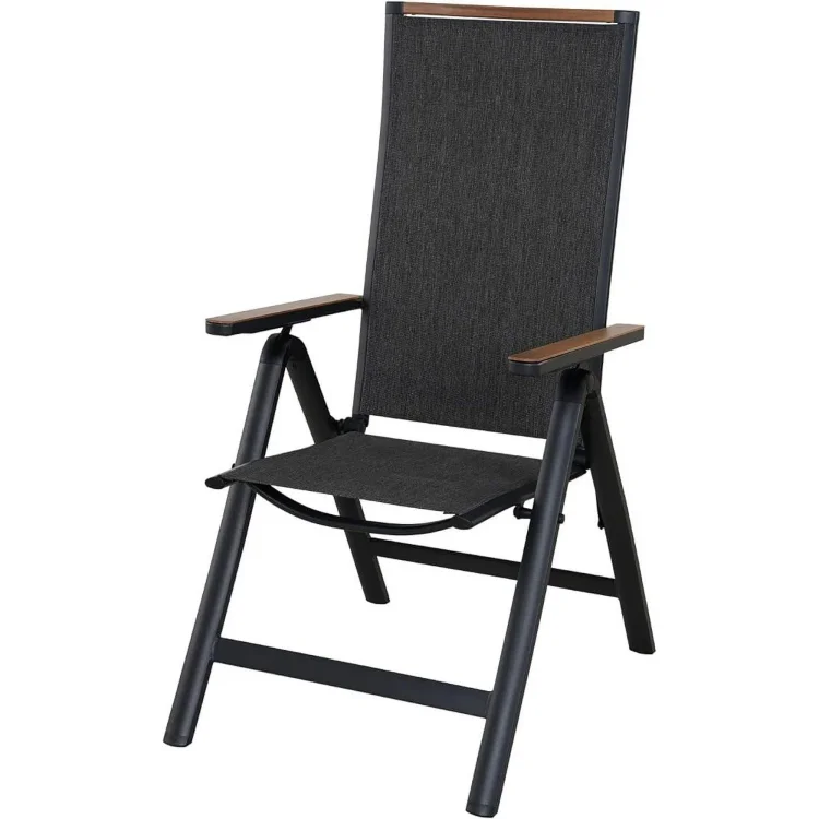 GRAND PATIO Aluminium Adjustable 6-Position High Backrest Folding Chair, No Assembly, Black