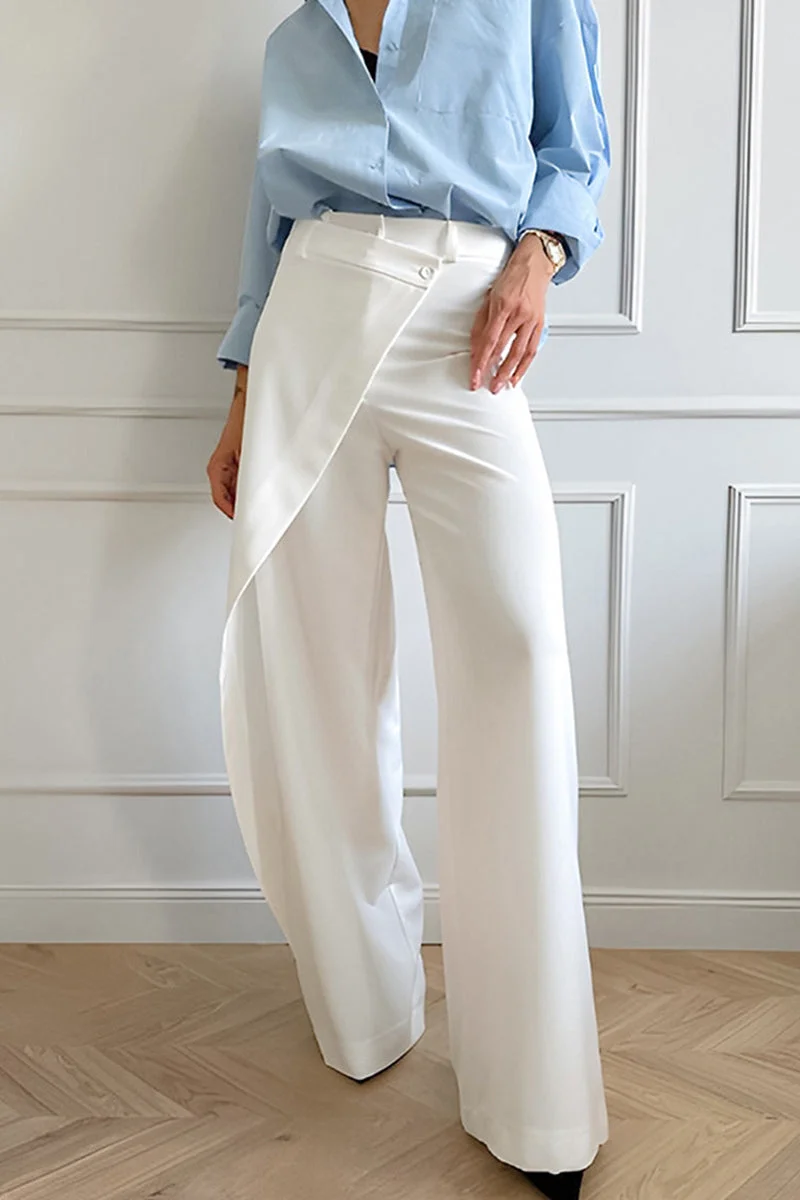Casual Daily Irregular High Waist Wide Leg Bottoms