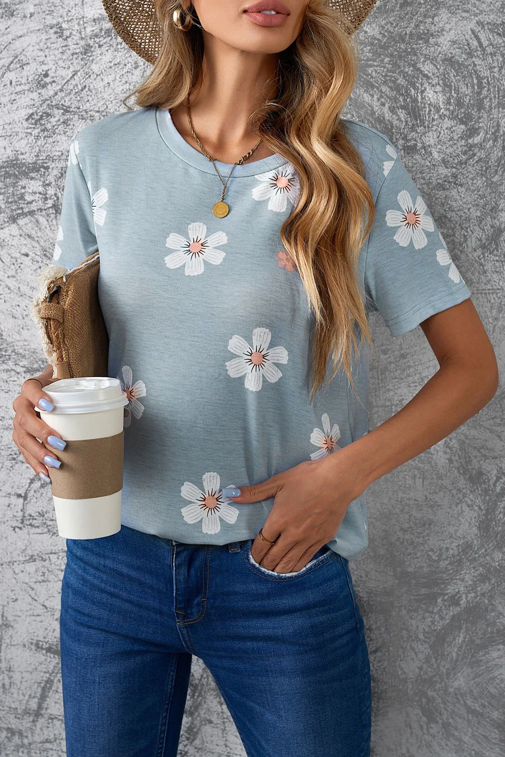 Gray Floral Pattern T-shirt | IFYHOME