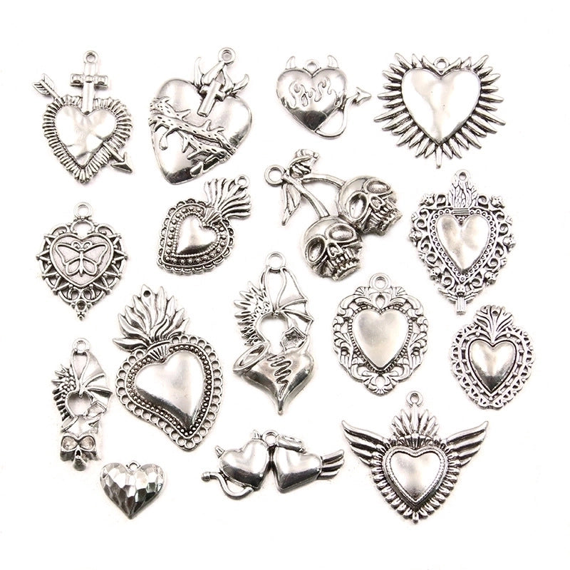 1 Piece Alloy Heart Shape Skull Pendant Jewelry Accessories