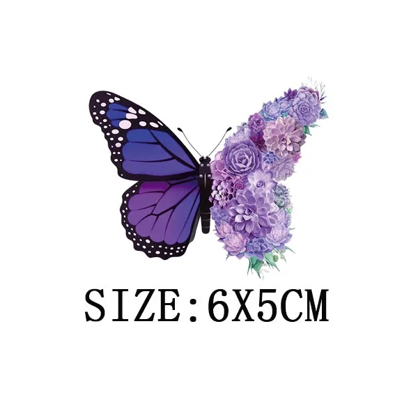 Colorful Butterfly Iron On Transfer For Clothing A-level Washable Thermal Sticker Beautiful Flower Patches On Clothes Decoration