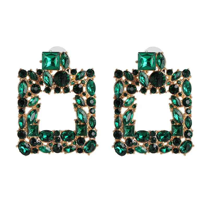 Dvacaman New Designs Crystal Square Drop Earrings for Women 2019 Fashion Rhinestone Statement Earrings Dangle Wedding Jewelry