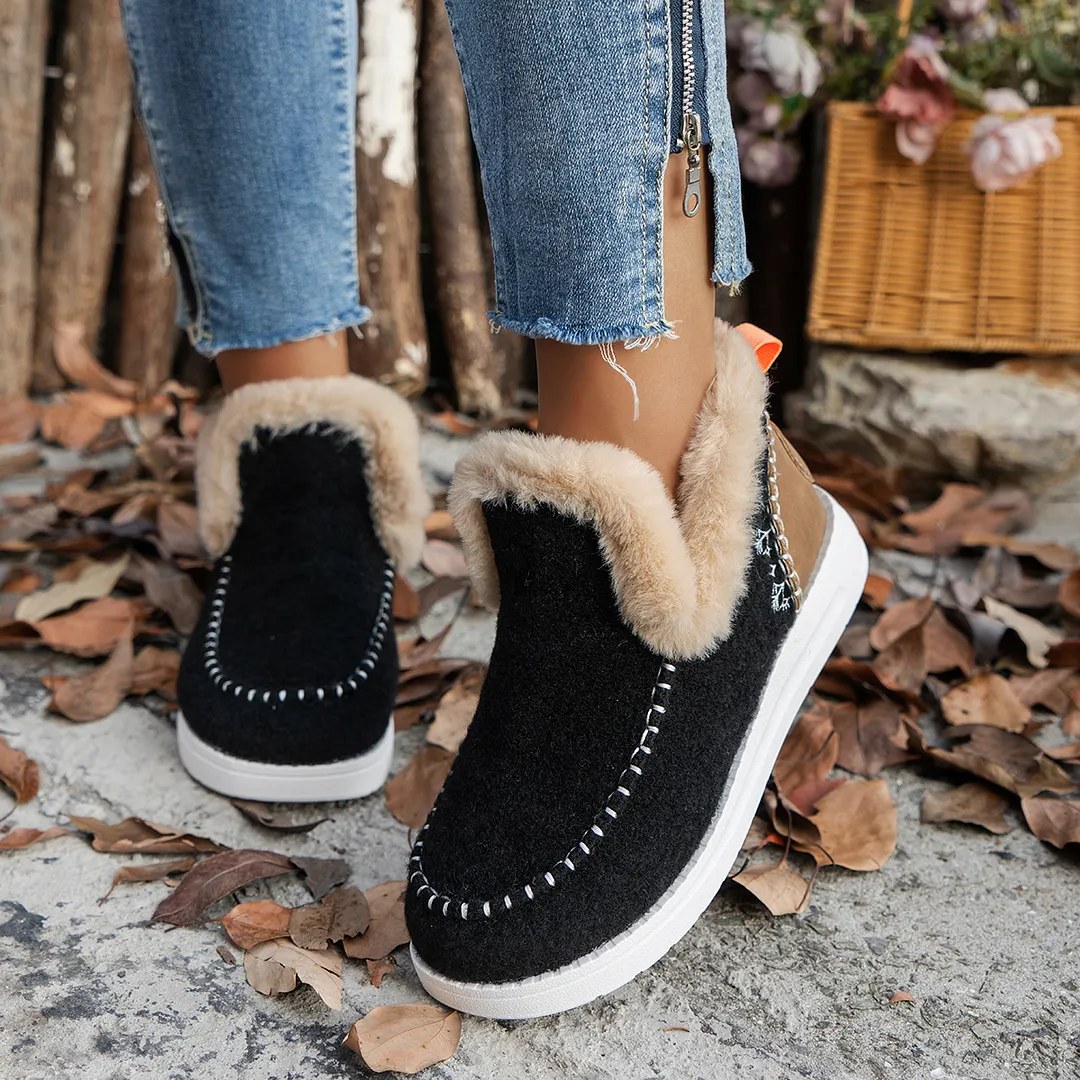 Breakj Breakj New Winter Women's Cotton Shoes Plus Plus Thick Hair Side Warm Cotton Shoes Women's Shoes