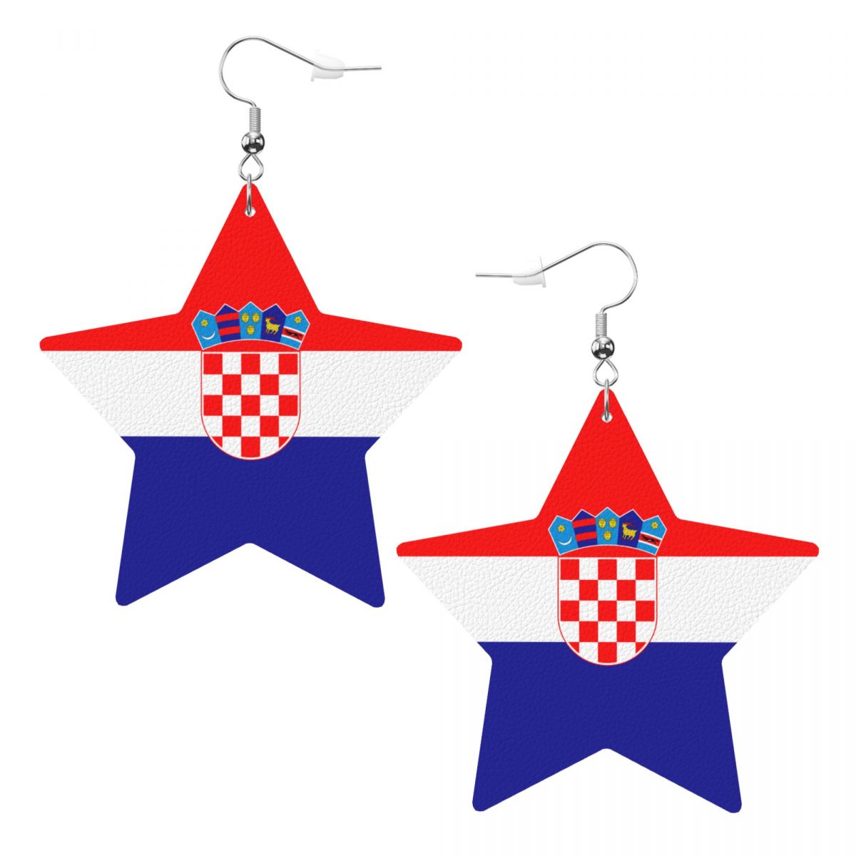 Croatia Faux Leather Star Dangle Earrings